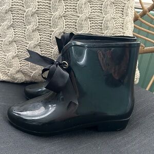 Women's Black Bow Rain Boots